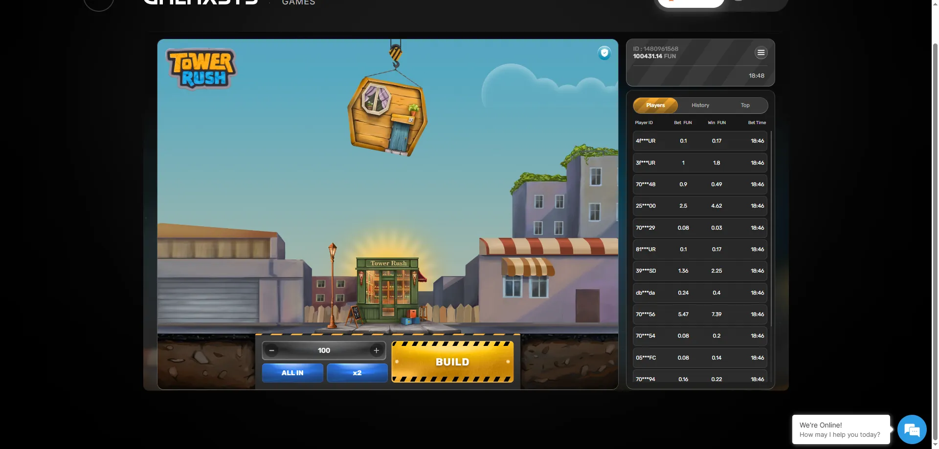 Tower Rush casino game by Galaxsys Malaysia 2026